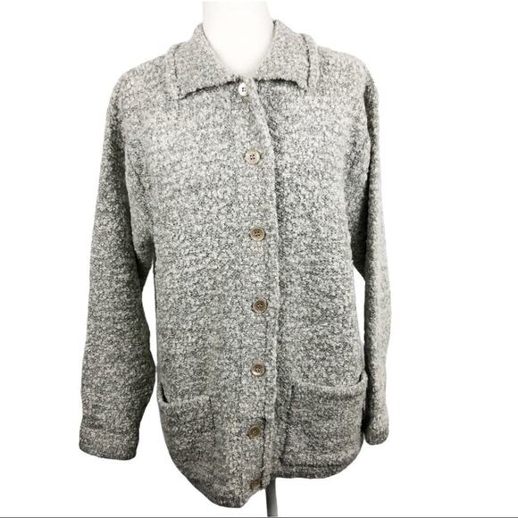 Le Moda Gray Wool Blend Button Up Coat Large - Picture 1 of 16